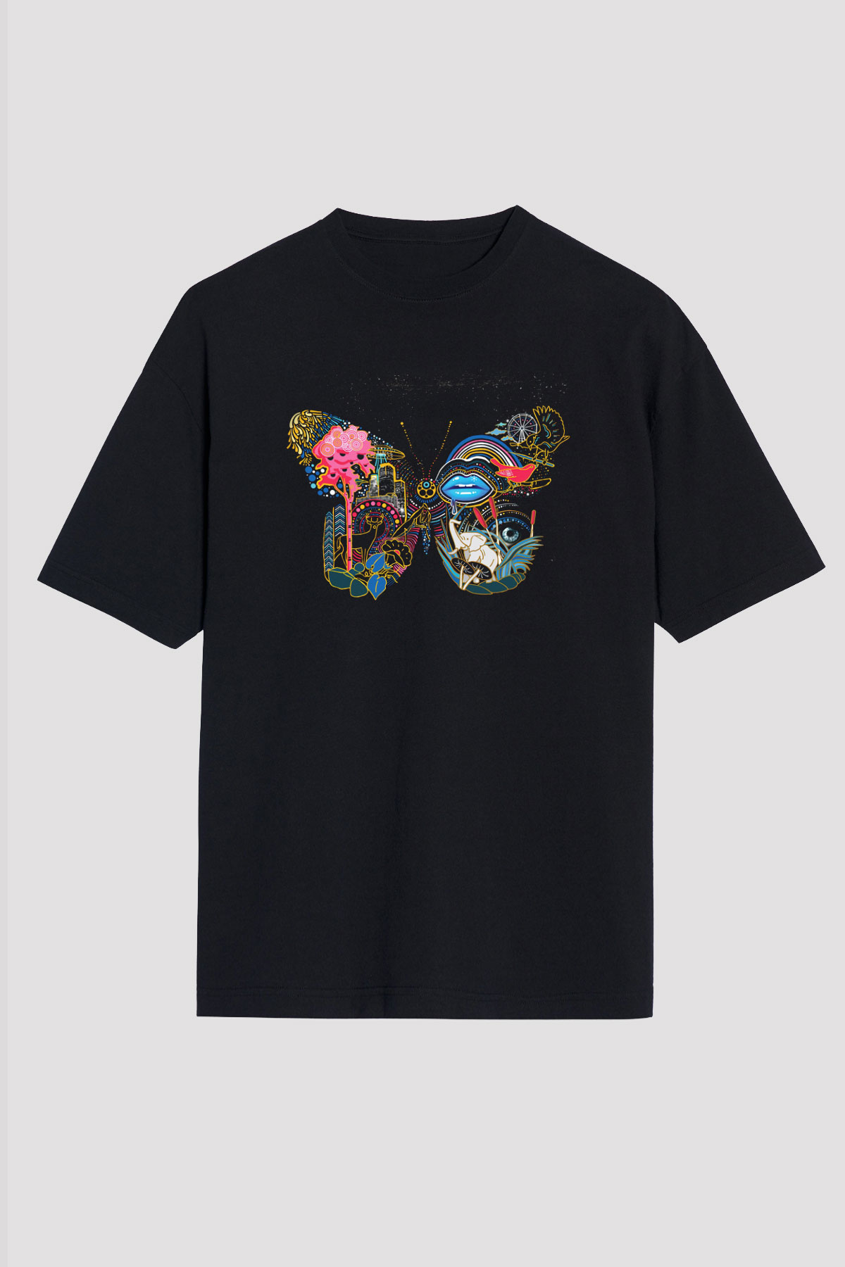 Kaskade Siyah Oversize Tişört Oversize T-shirt - TişörtFabrikası