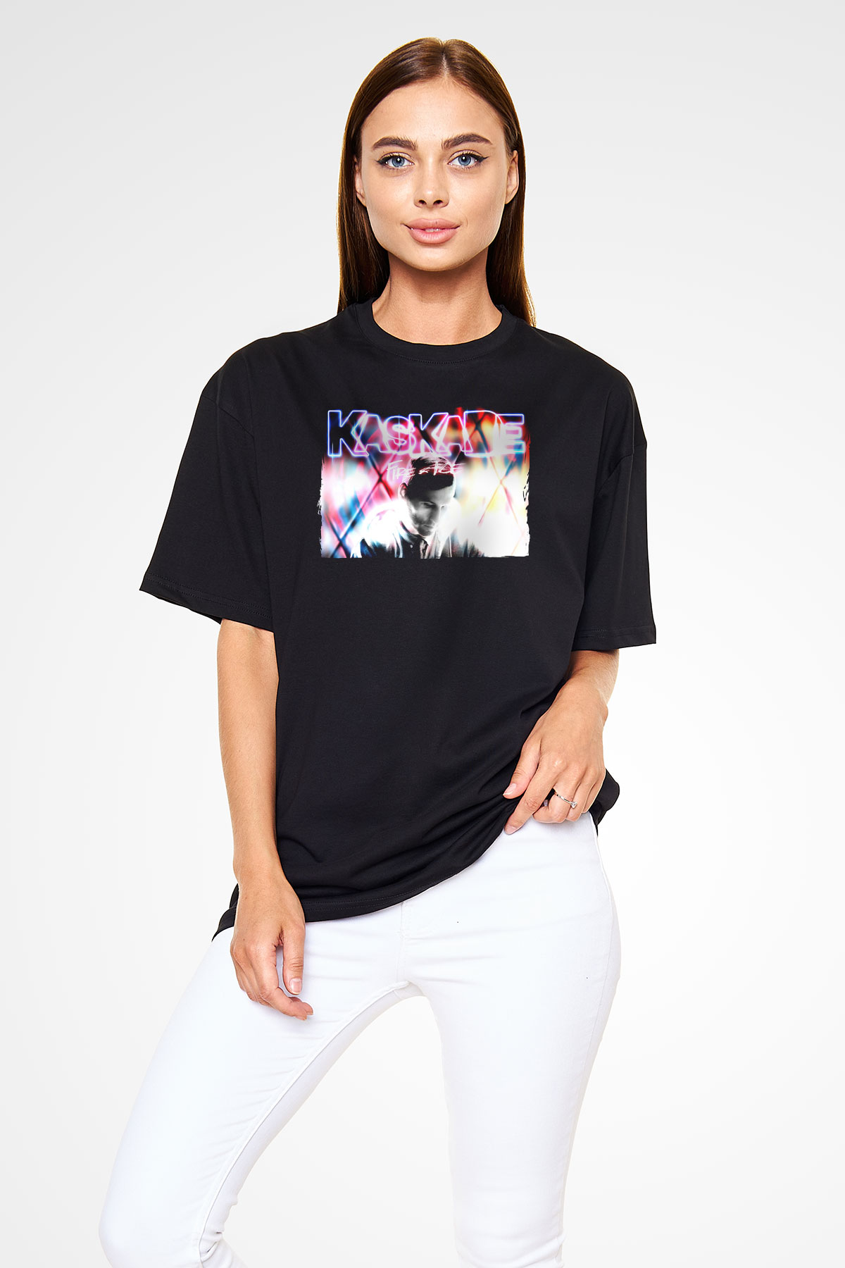Kaskade Siyah Oversize Tişört Oversize T-shirt - TişörtFabrikası