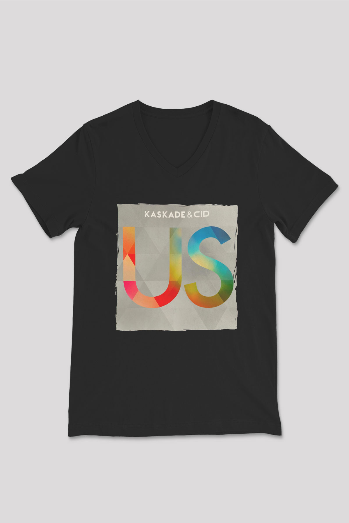 Kaskade Siyah Unisex V Yaka Tişört