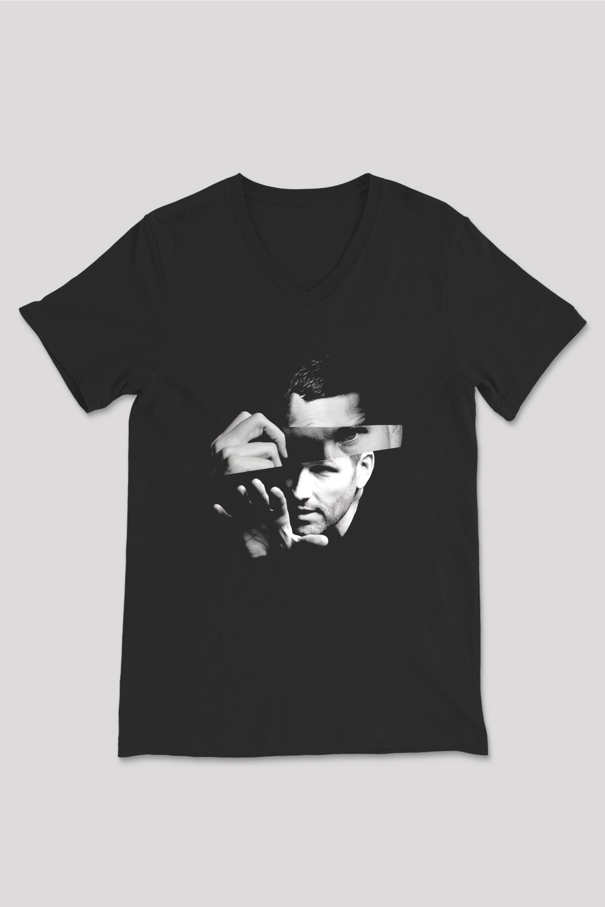 Kaskade Siyah Unisex V Yaka Tişört