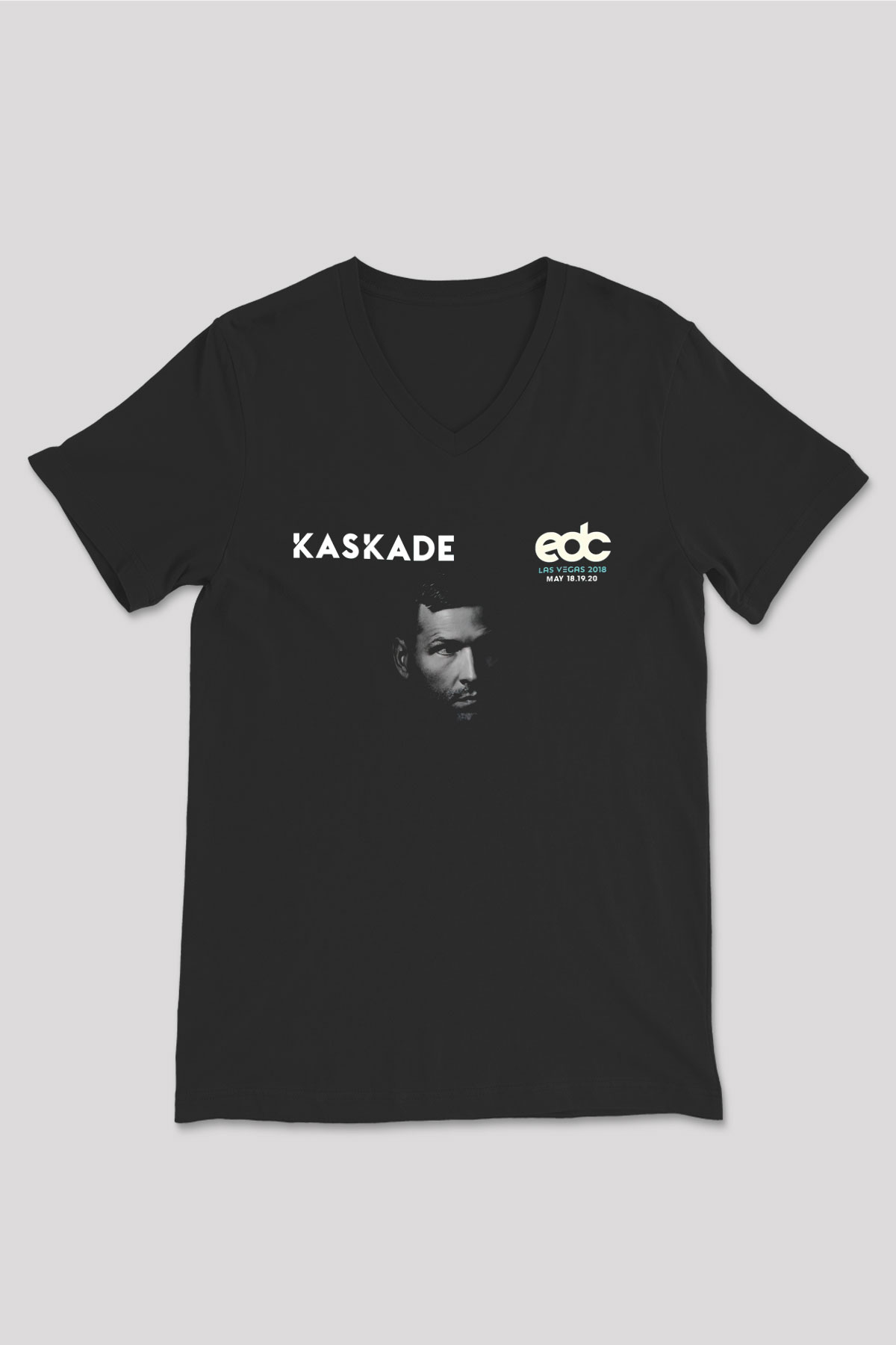 Kaskade Siyah Unisex V Yaka Tişört