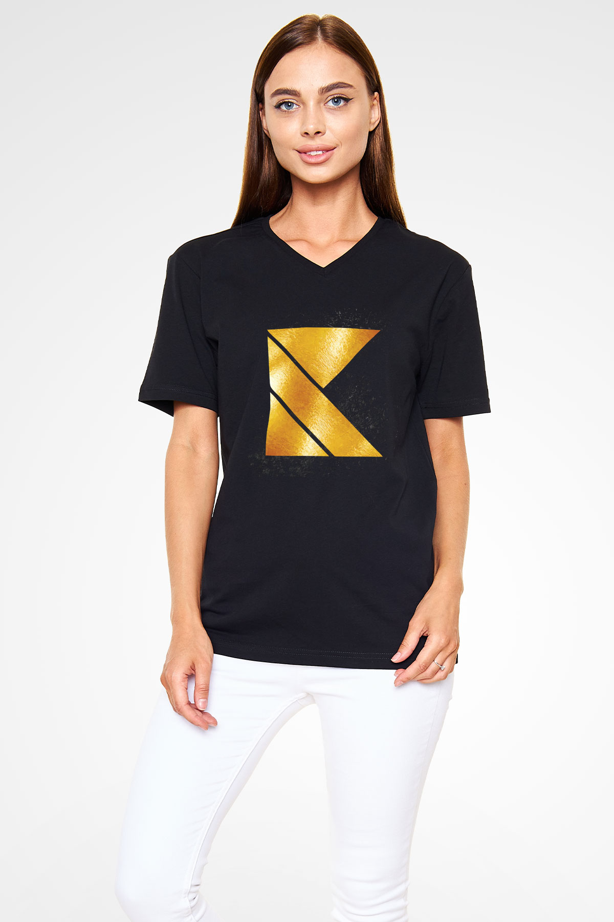 Kaskade Siyah Unisex V Yaka Tişört