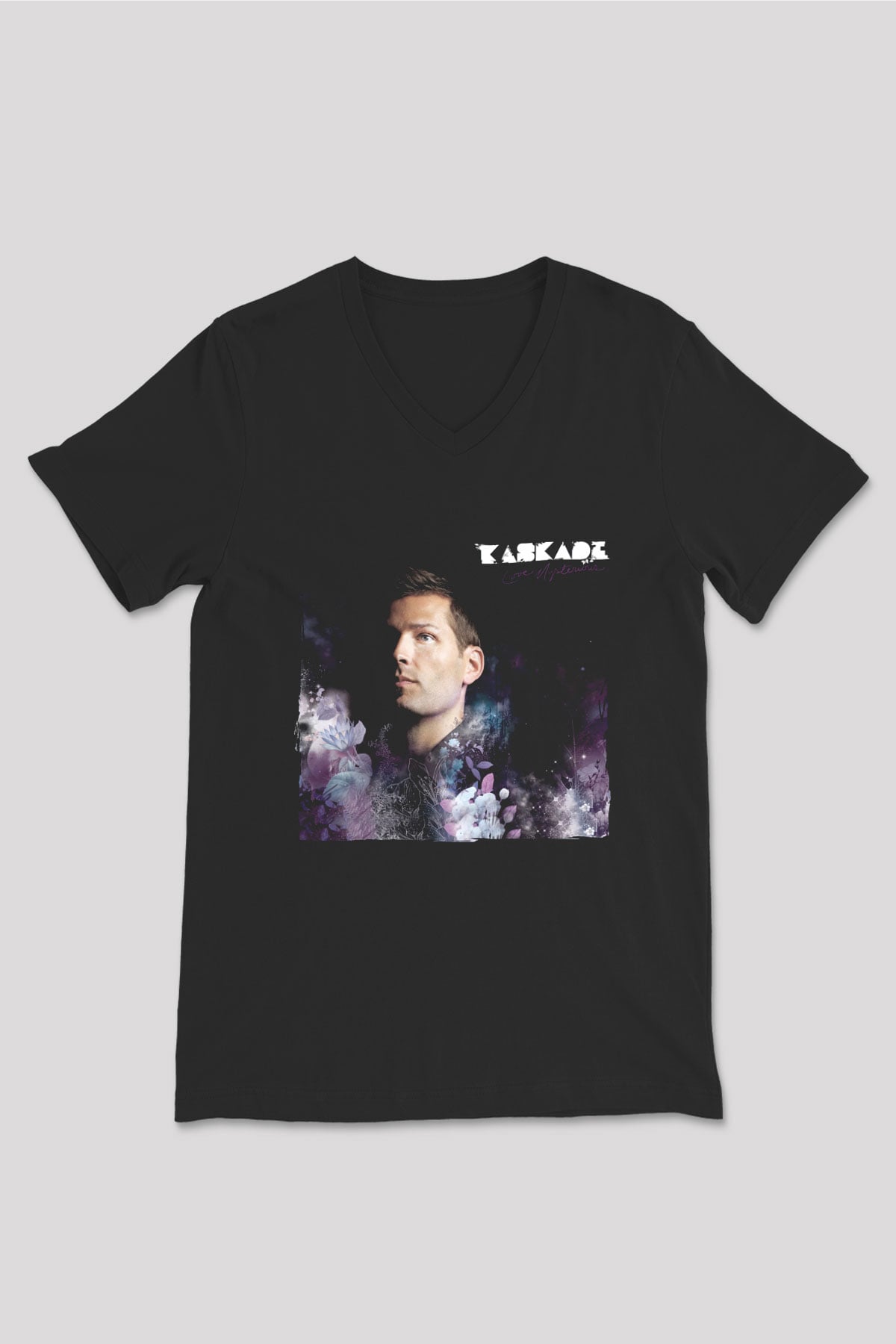 Kaskade Siyah Unisex V Yaka Tişört