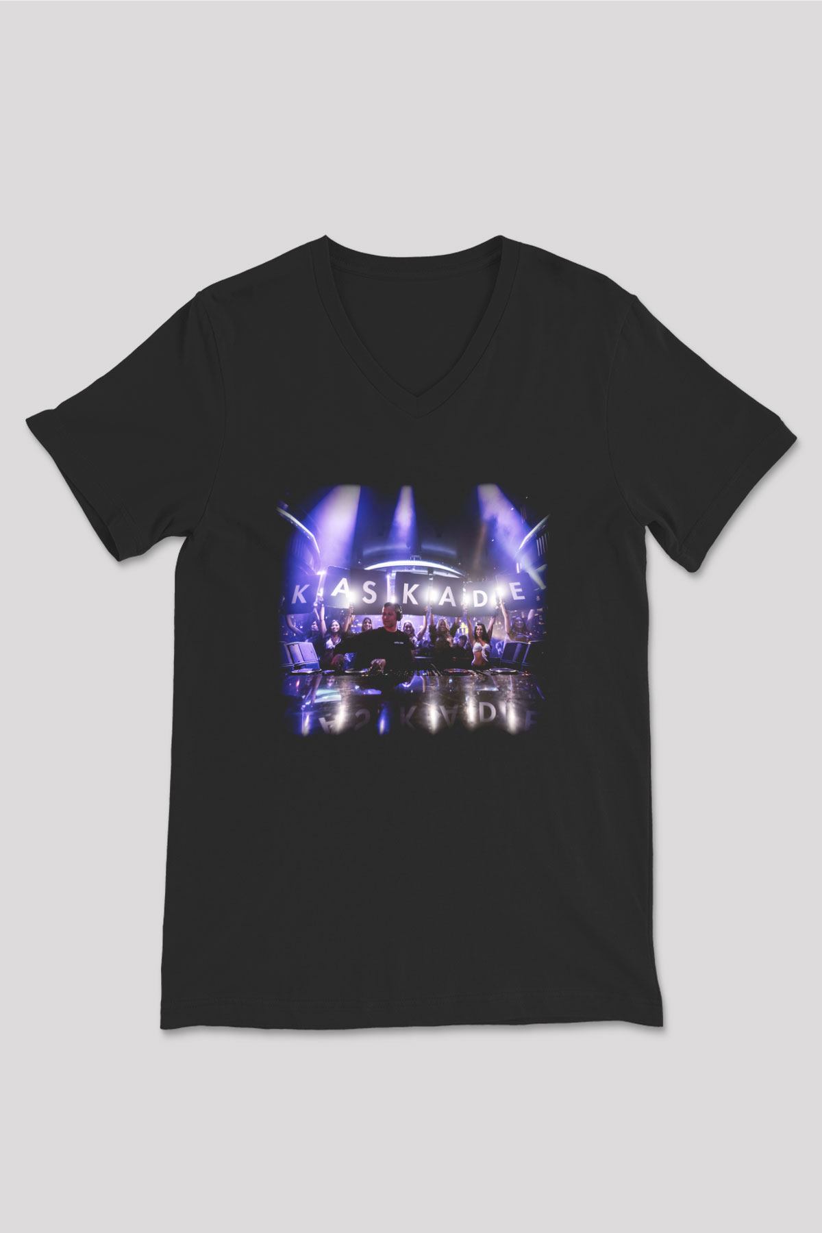 Kaskade Siyah Unisex V Yaka Tişört T-Shirt