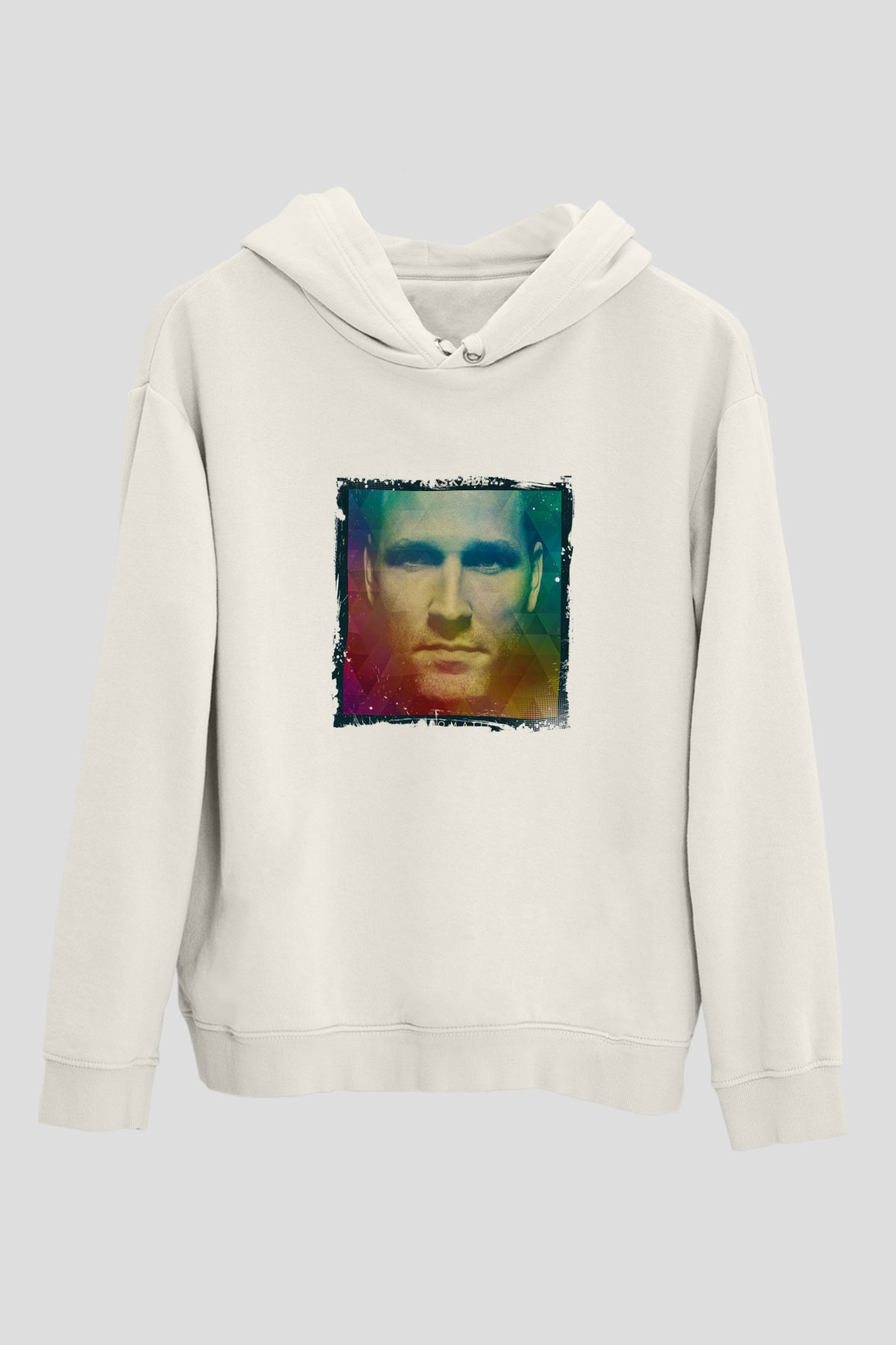 KaskadeBaskılı Beyaz Hoodie