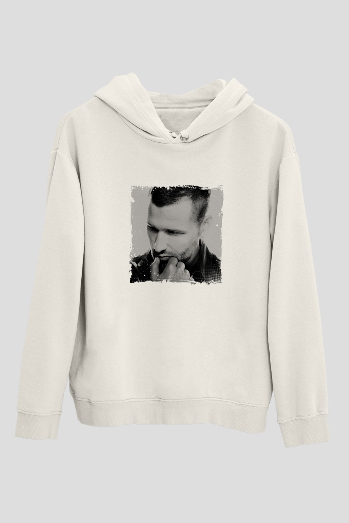 KaskadeBaskılı Beyaz Hoodie