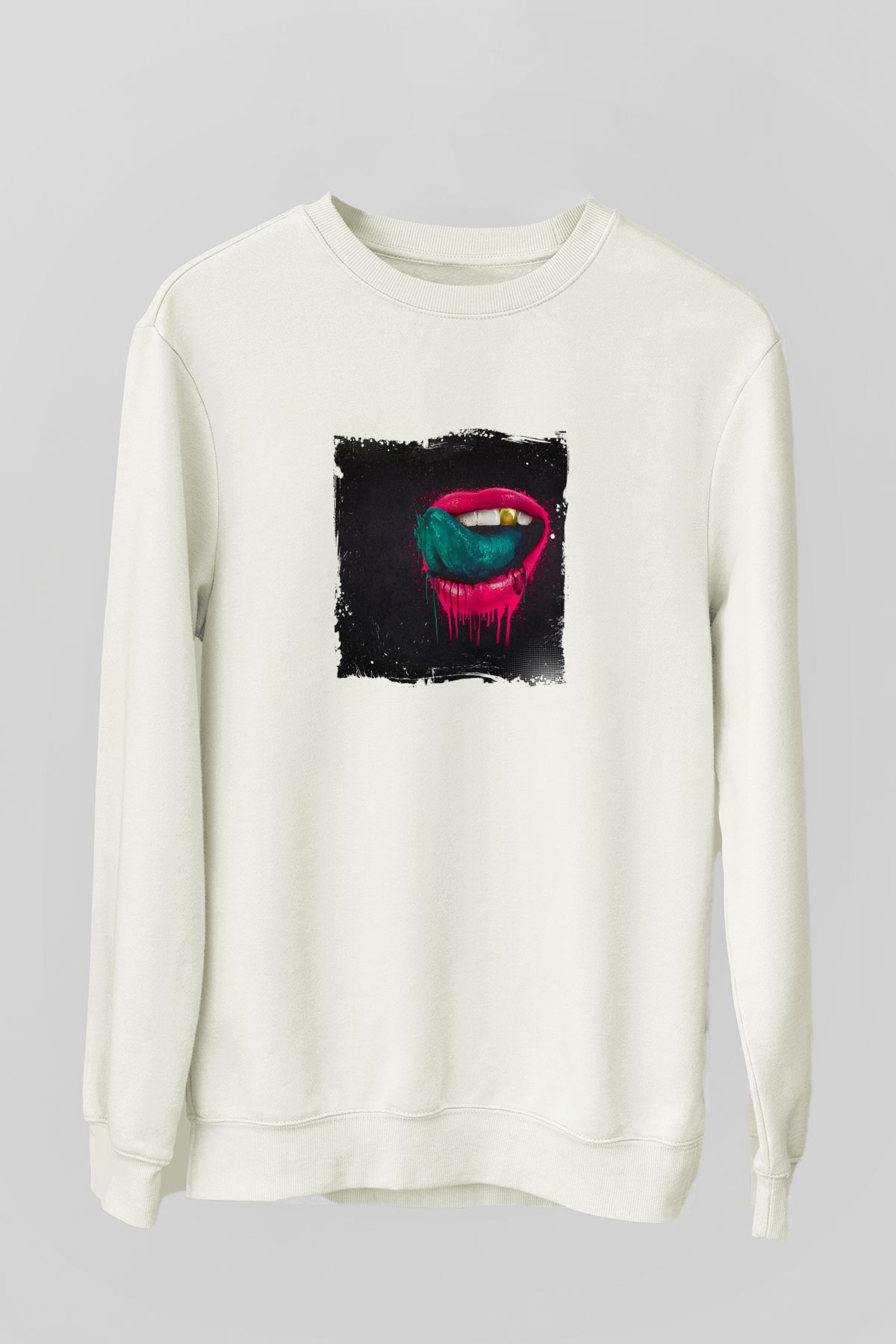 KaskadeBaskılı Beyaz Sweatshirt