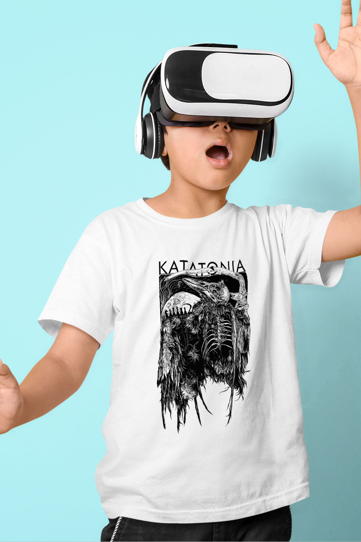 Katatonia Baskılı Beyaz Unisex Çocuk Tişört