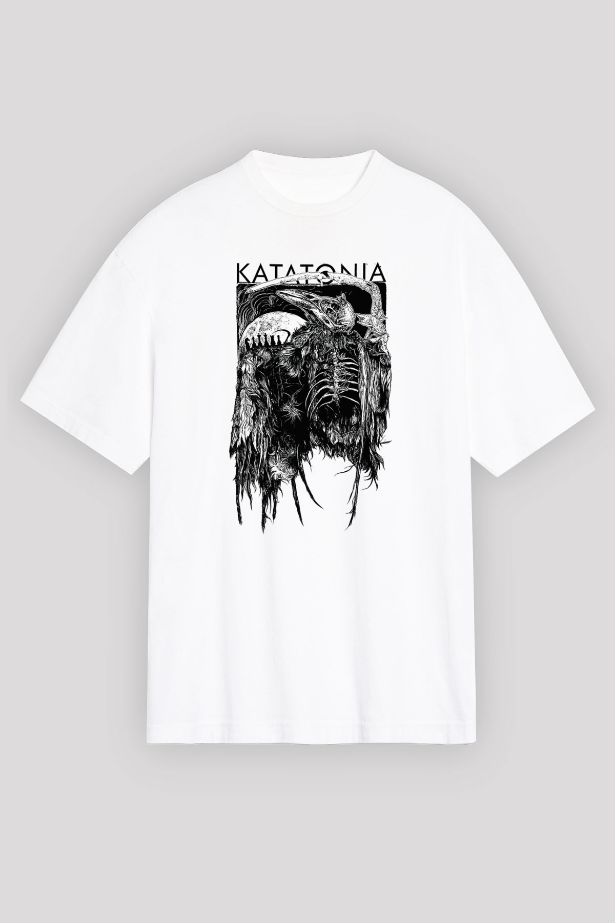 Katatonia Beyaz Unisex Oversize Tişört T-Shirt