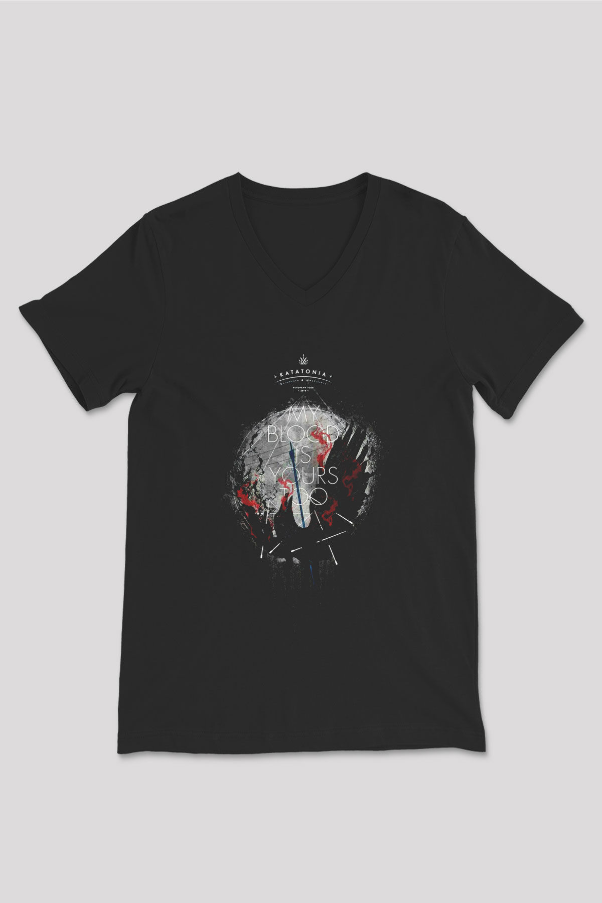 Katatonia Siyah Unisex V Yaka Tişört T-Shirt