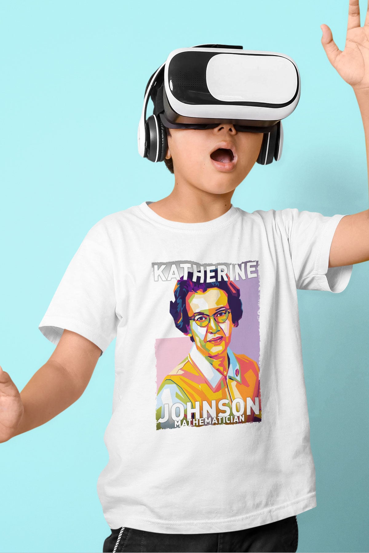 Katherine Johnson Baskılı Unisex Beyaz Çocuk Tişörtü - Tshirt