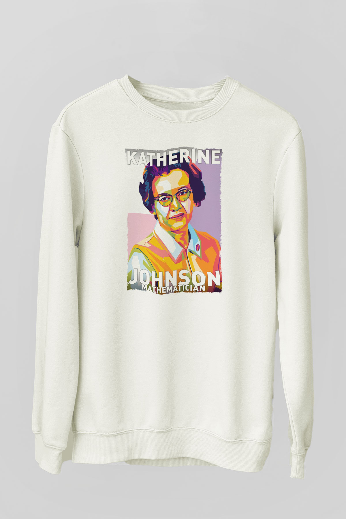 Katherine Johnson Baskılı Unisex Ekru Sweatshirt