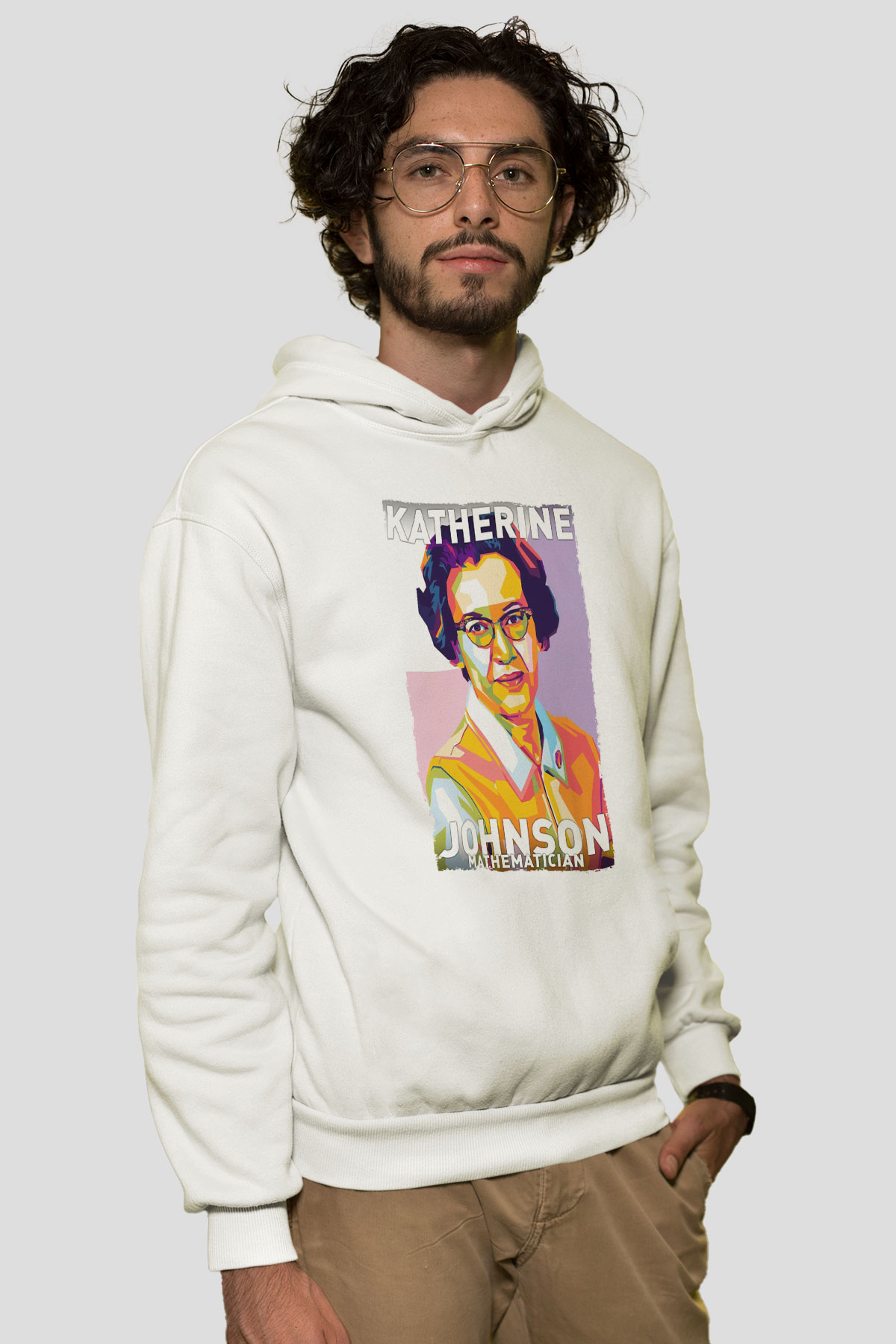 Katherine Johnson Baskılı Unisex Ekru Hoodie