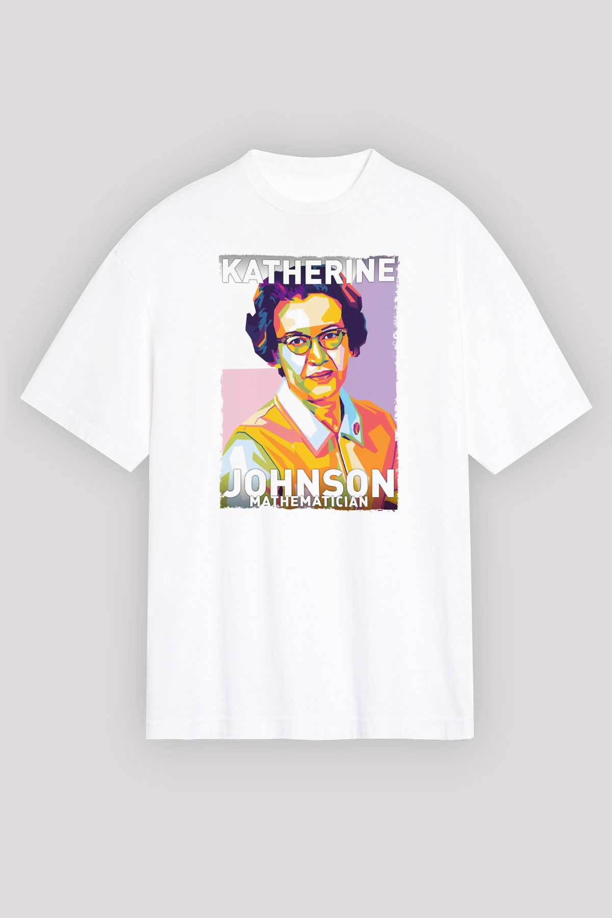 Katherine Johnson Baskılı Unisex Oversize Beyaz Tişört - Tshirt