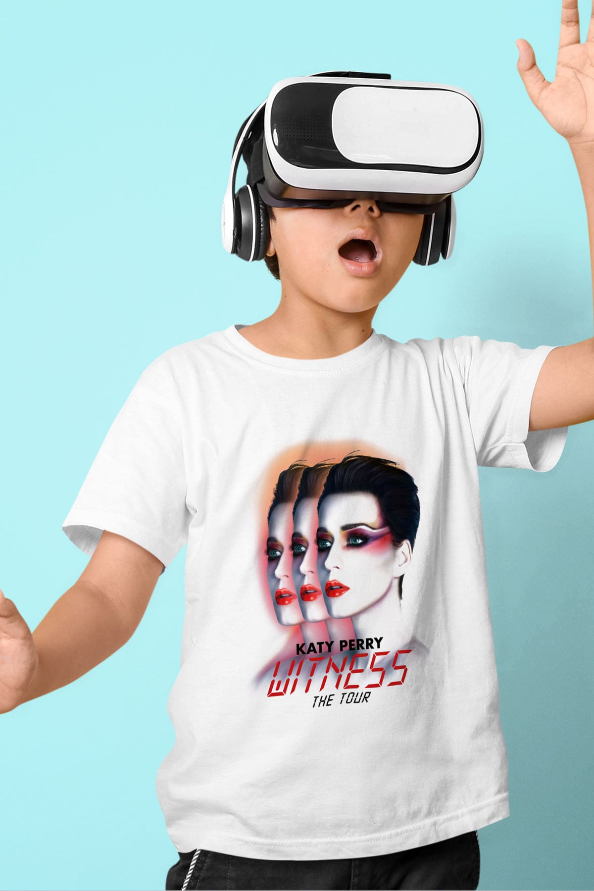 Katy Perry Baskılı Beyaz Unisex Çocuk Tişört