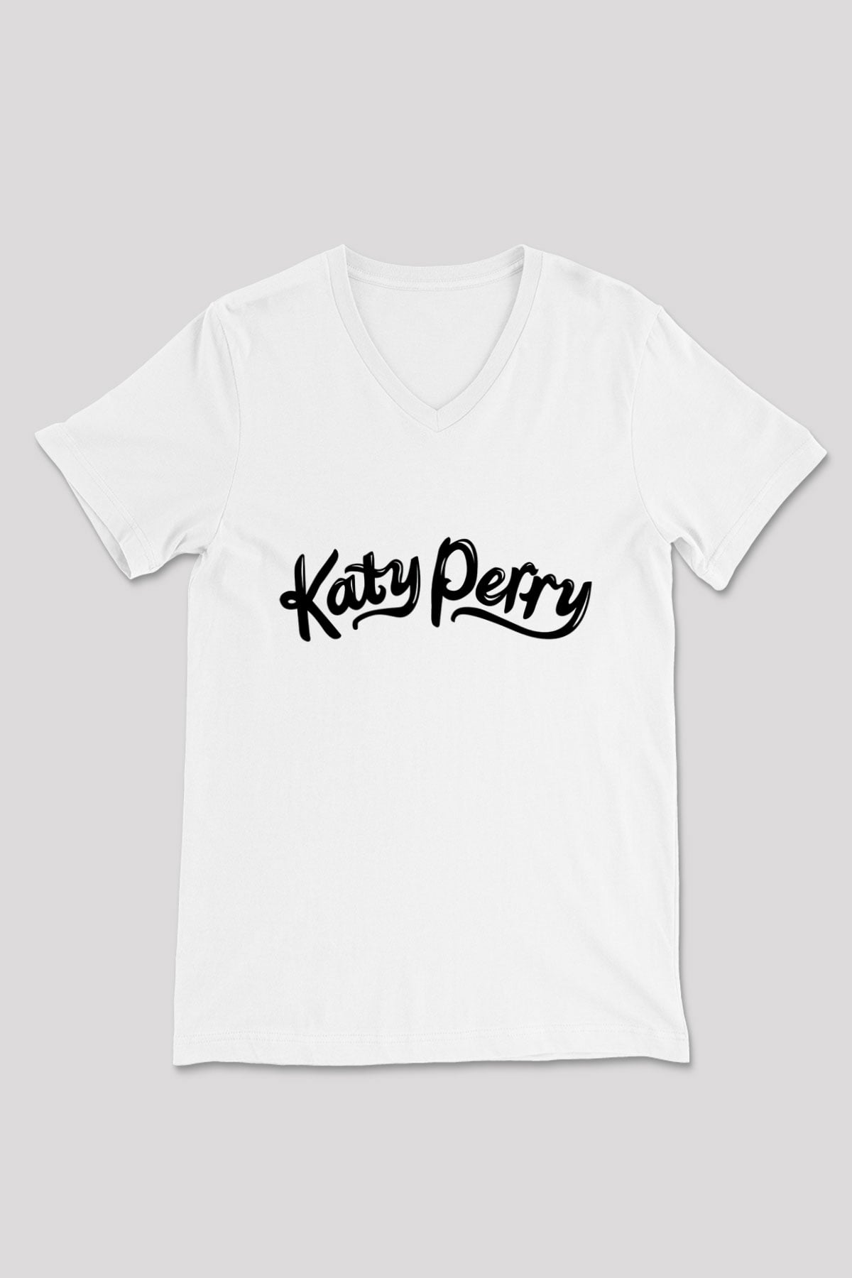 Katy Perry Beyaz Unisex V Yaka Tişört T-Shirt