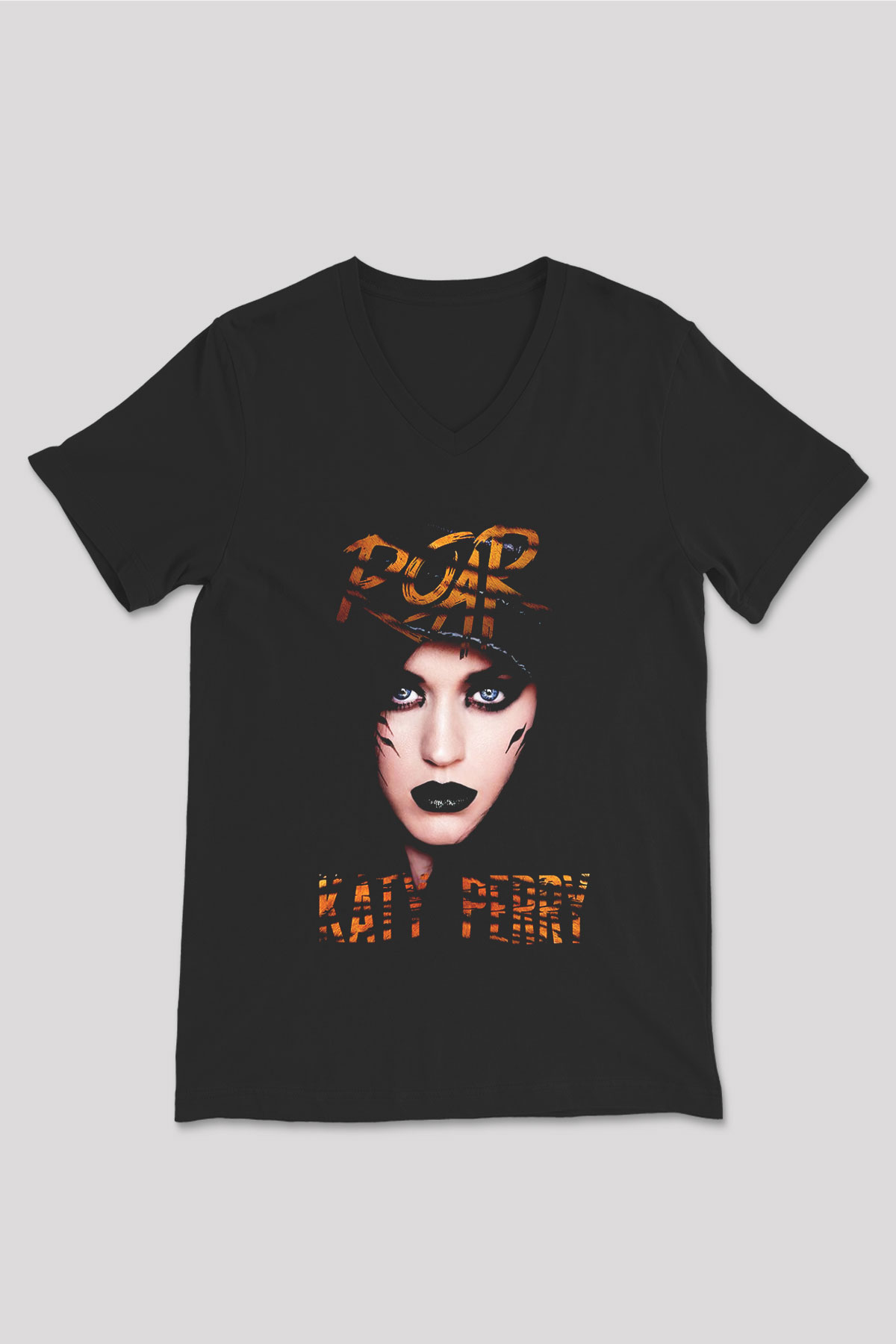 Katy Perry Siyah Unisex V Yaka Tişört T-Shirt
