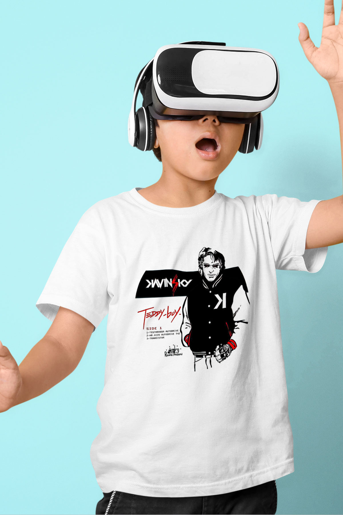 Kavinsky Baskılı Beyaz Unisex Beyaz Çocuk Tişört - Tshirt