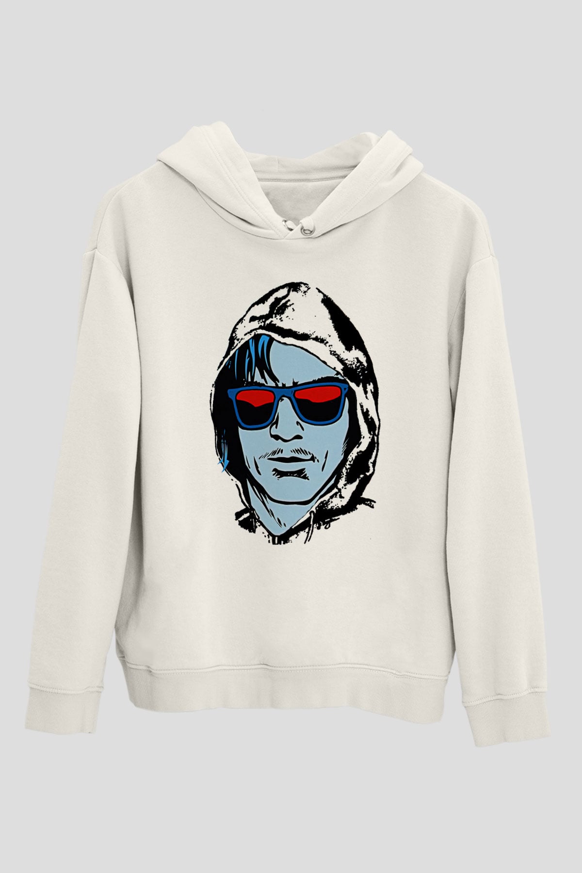 Kavinsky Baskılı Beyaz Unisex Hoodie