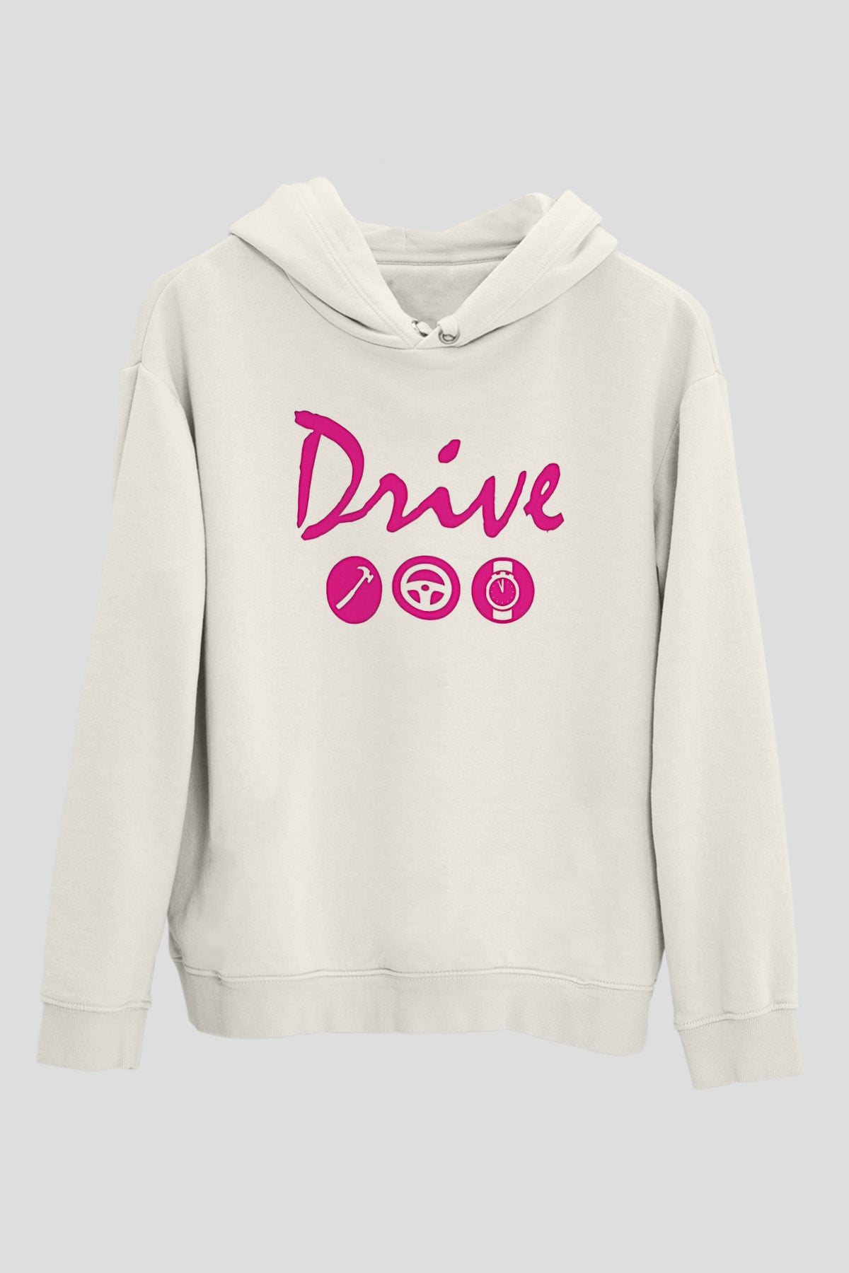 Kavinsky Baskılı Beyaz Unisex Hoodie