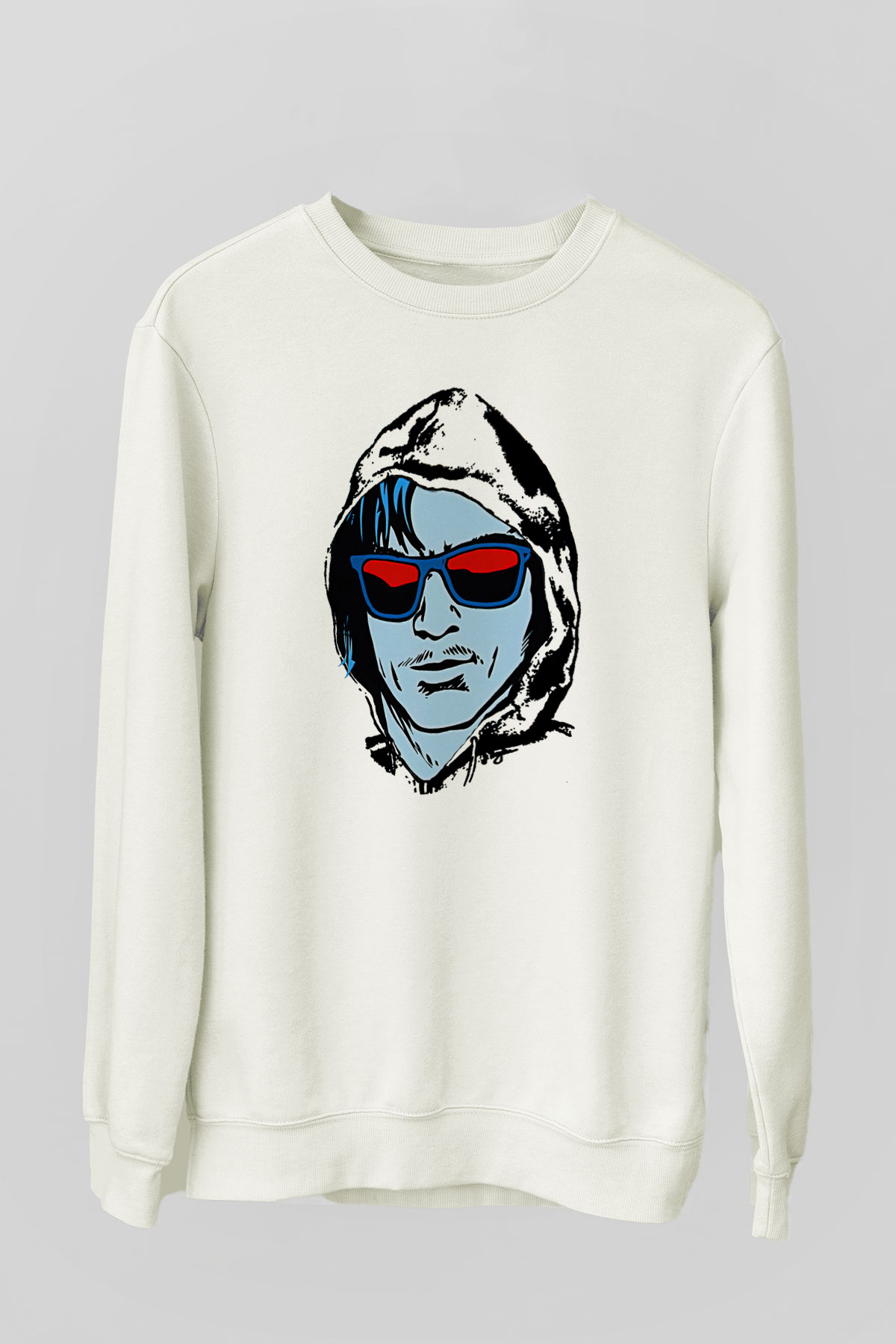 Kavinsky Baskılı Beyaz Unisex Sweatshirt
