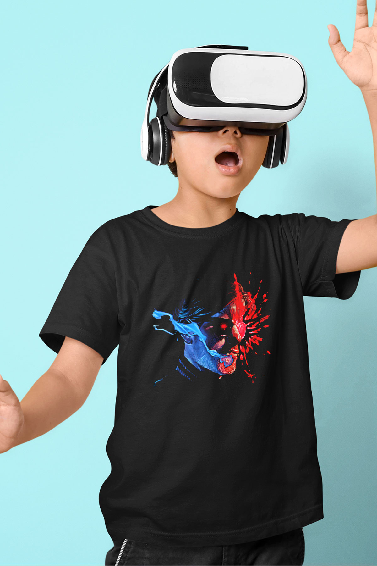 Kavinsky Baskılı Unisex Siyah Çocuk Tişört - Tshirt