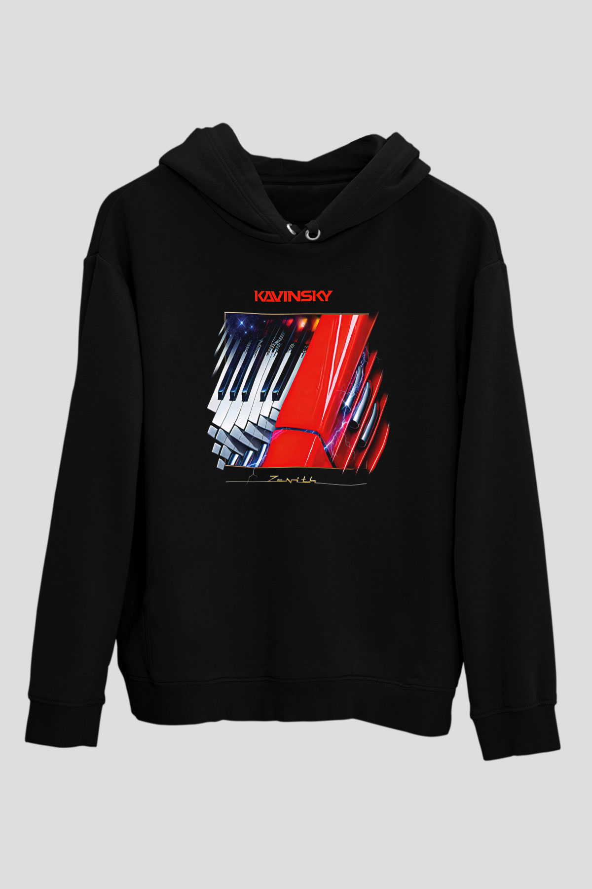 Kavinsky Baskılı Unisex Siyah Hoodie