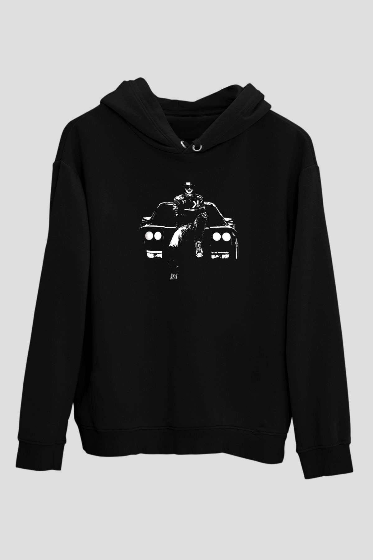 Kavinsky Baskılı Unisex Siyah Hoodie