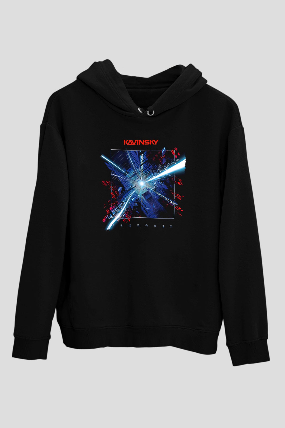 Kavinsky Baskılı Unisex Siyah Hoodie