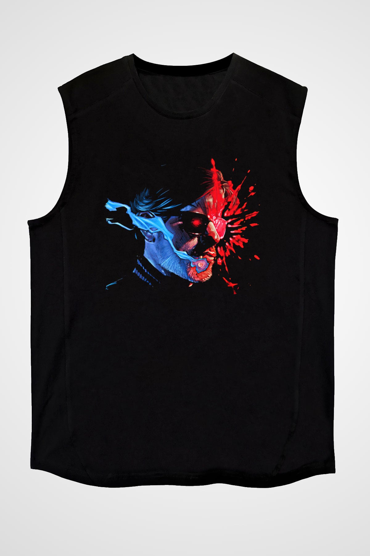 Kavinsky Baskılı Unisex Siyah Kolsuz Tişört - Tshirt