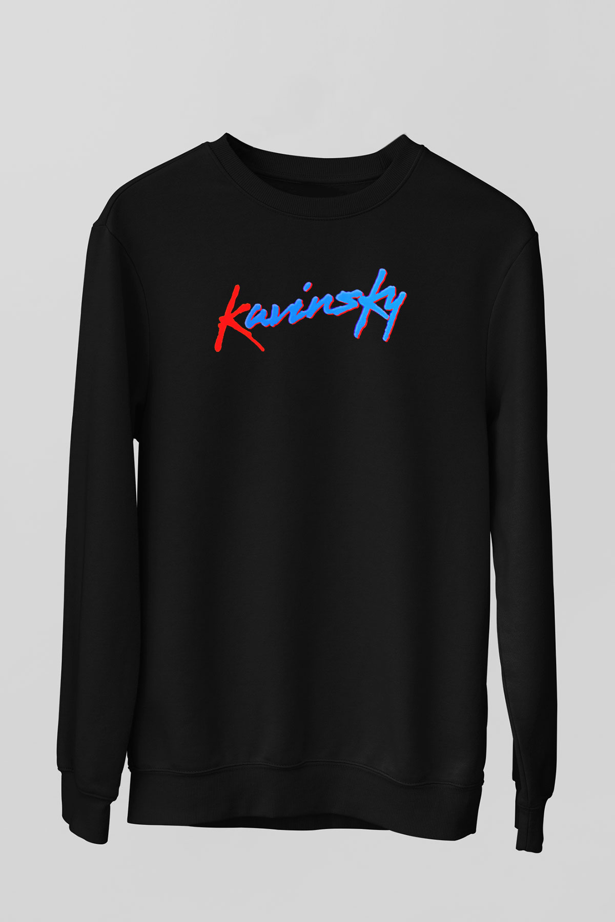 Kavinsky Baskılı Unisex Siyah Sweatshirt