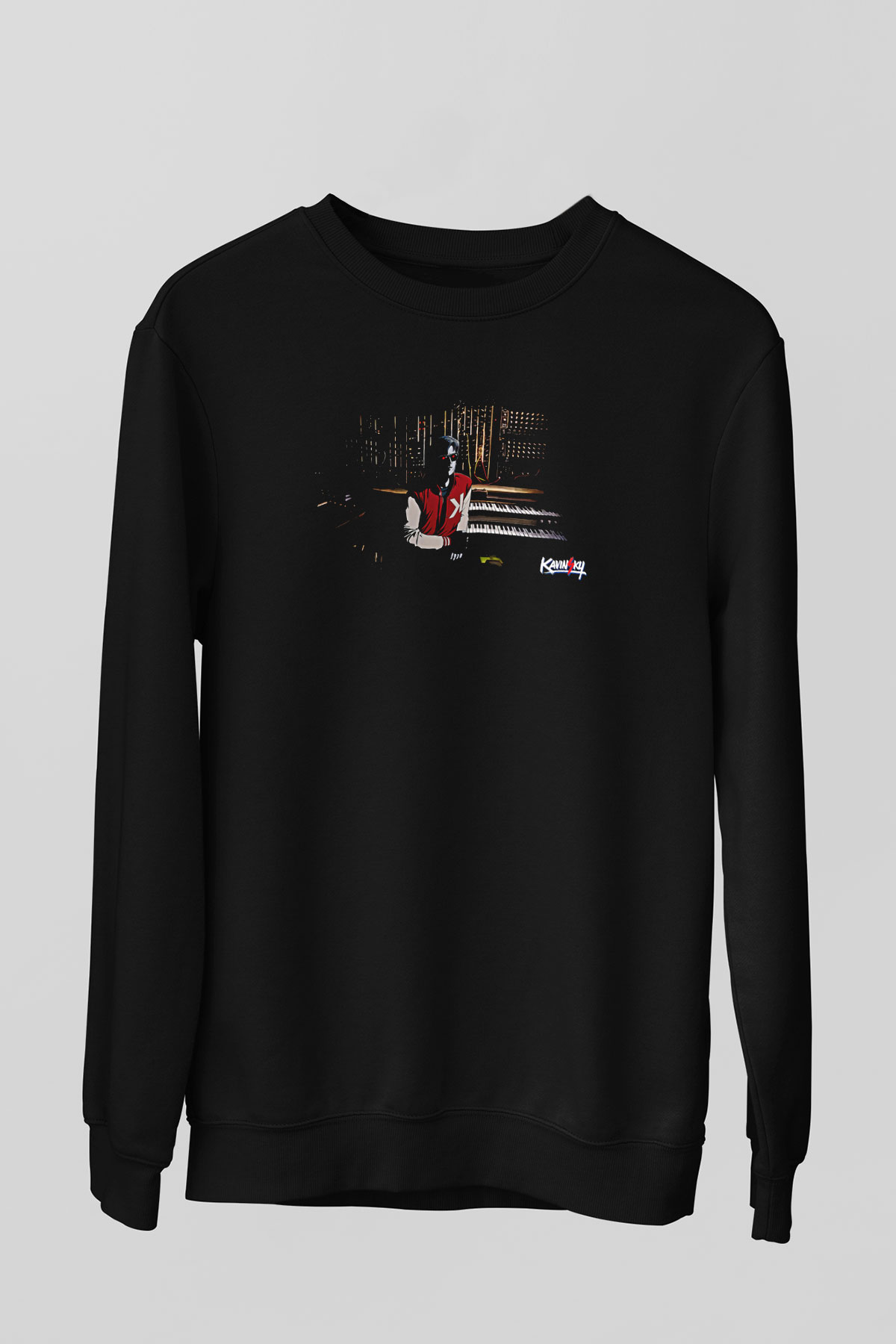 Kavinsky Baskılı Unisex Siyah Sweatshirt