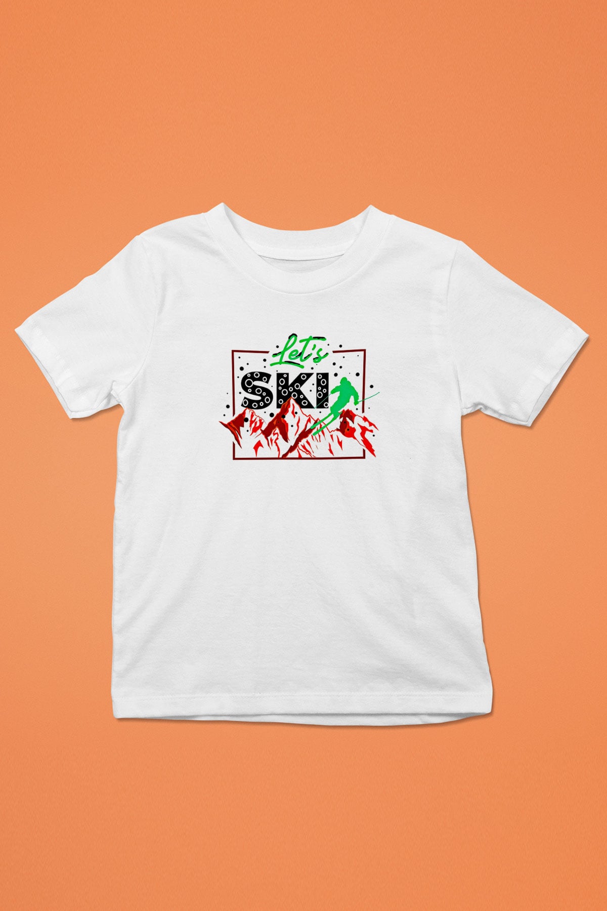 Kayak Baskılı Unisex Beyaz Çocuk Tişört - Tshirt