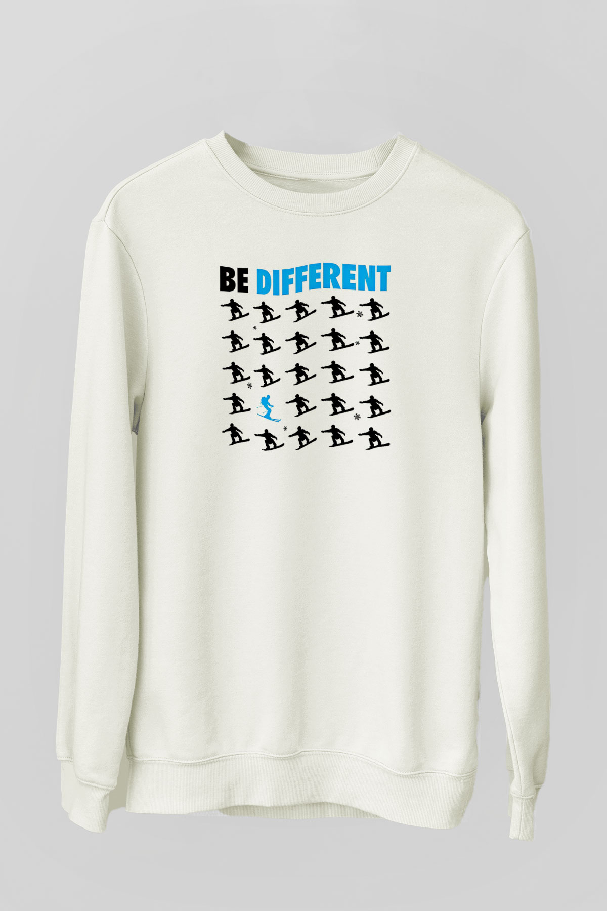 Kayak Baskılı Unisex Ekru Sweatshirt