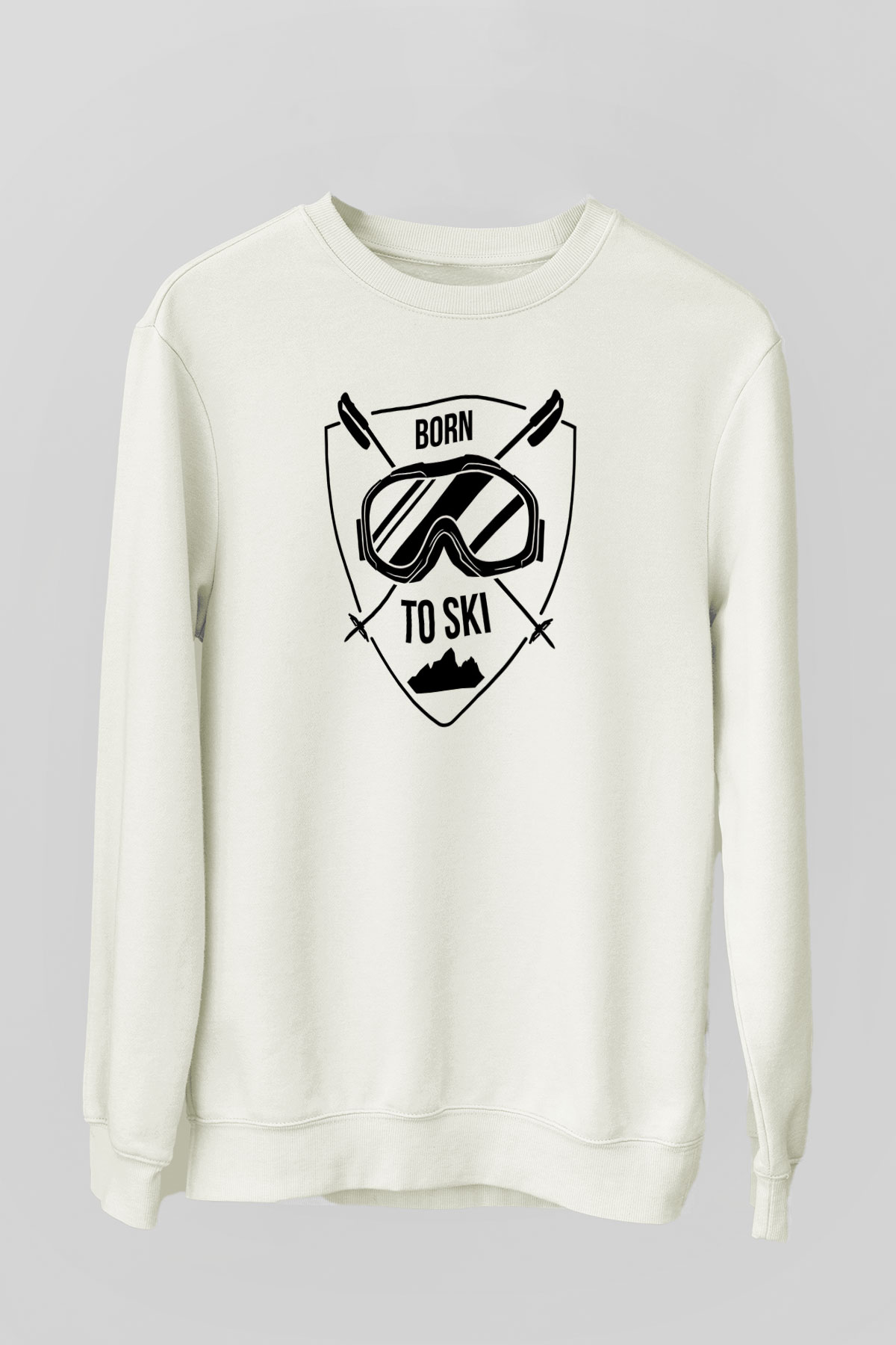 Kayak Baskılı Unisex Ekru Sweatshirt