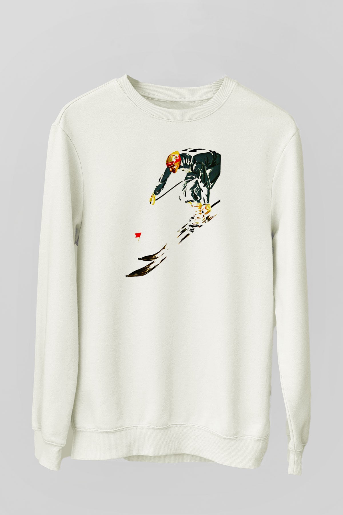 Kayak Baskılı Unisex Ekru Sweatshirt