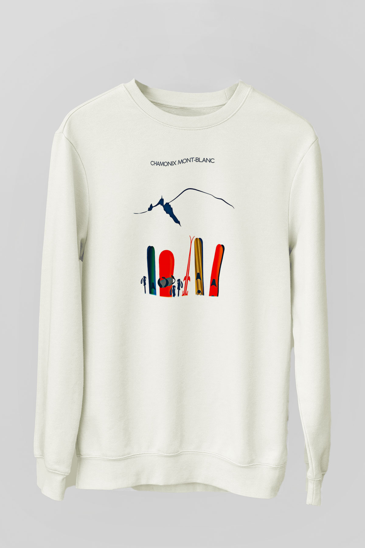 Kayak Baskılı Unisex Ekru Sweatshirt