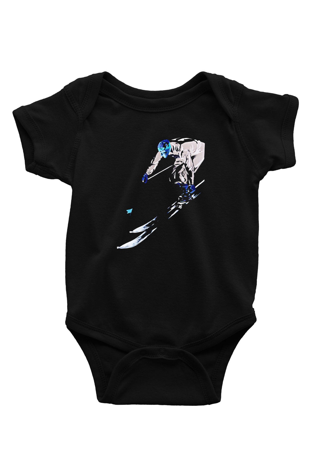Kayak - Ski Baskılı Unisex Siyah Bebek Body - Zıbın
