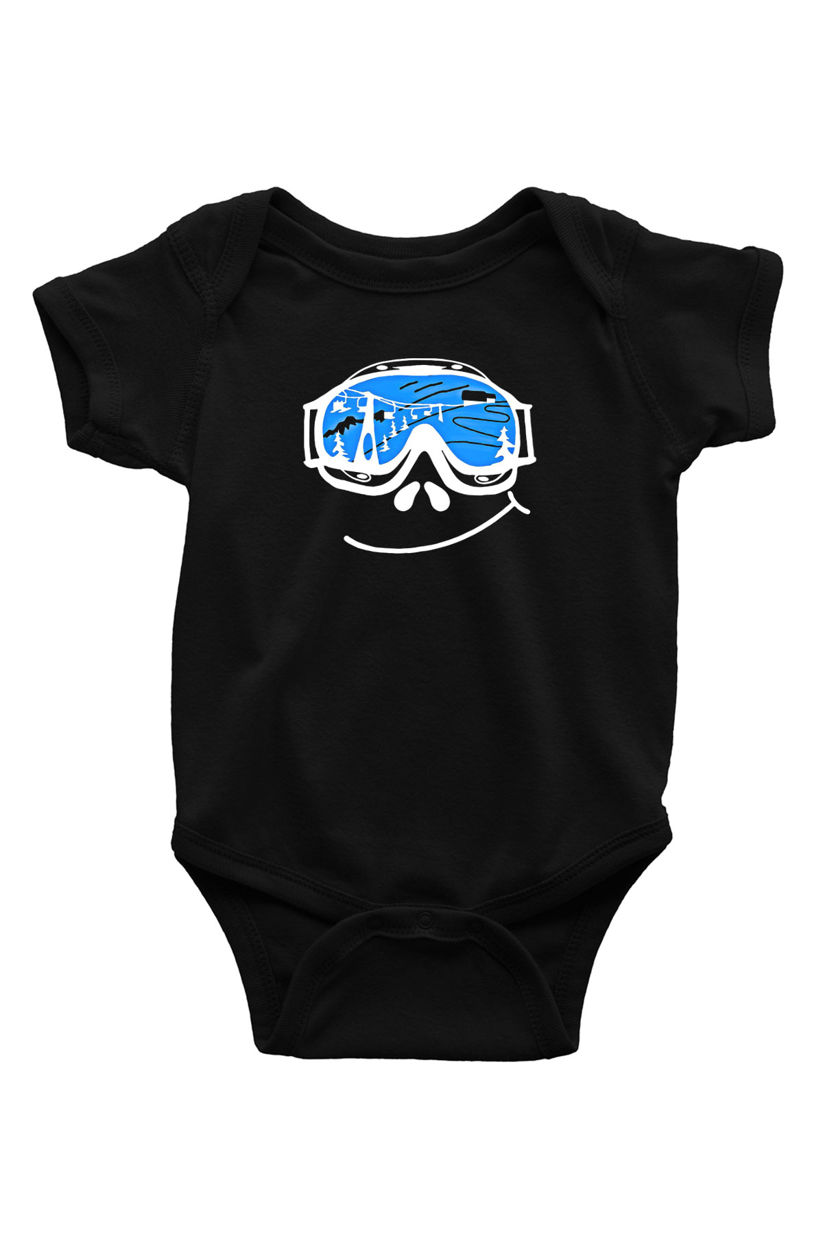 Kayak - Ski Baskılı Unisex Siyah Bebek Body - Zıbın