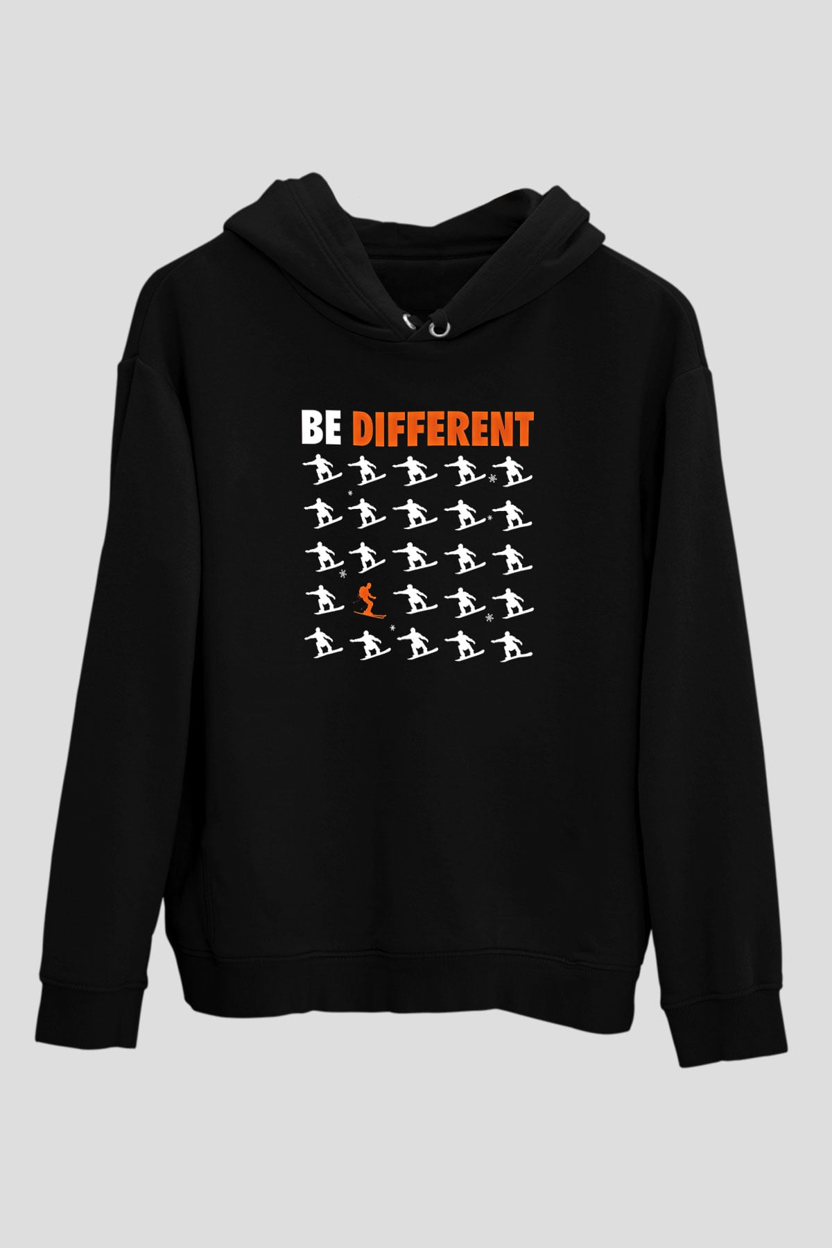 Kayak - Ski Baskılı Unisex Siyah Hoodie