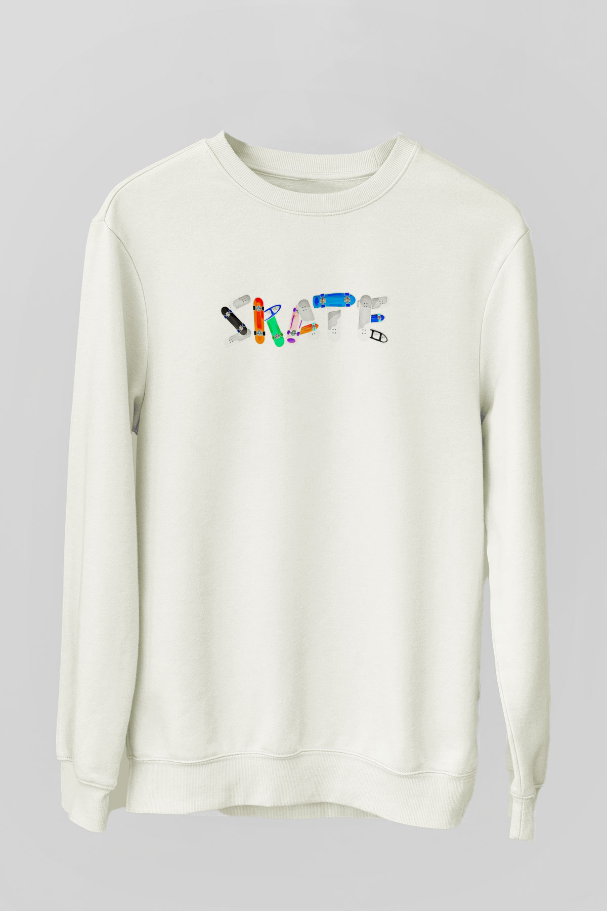 Kaykay Baskılı Unisex Ekru Sweatshirt