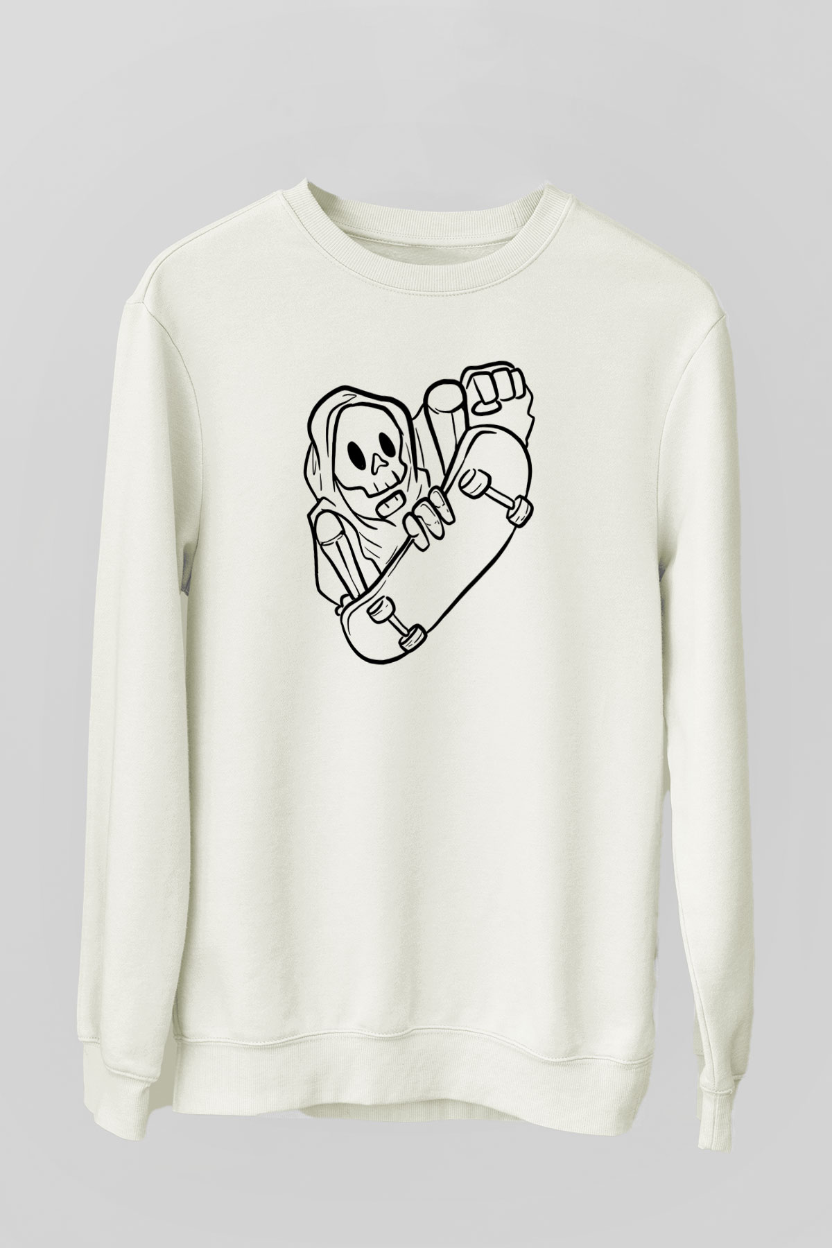 Kaykay Baskılı Unisex Ekru Sweatshirt