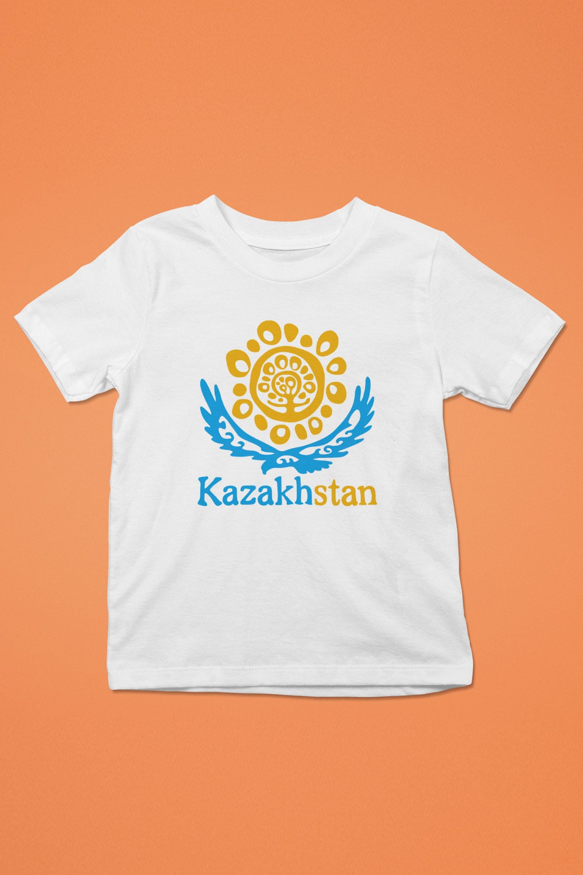 Kazakistan Baskılı Beyaz Unisex Çocuk Tişört