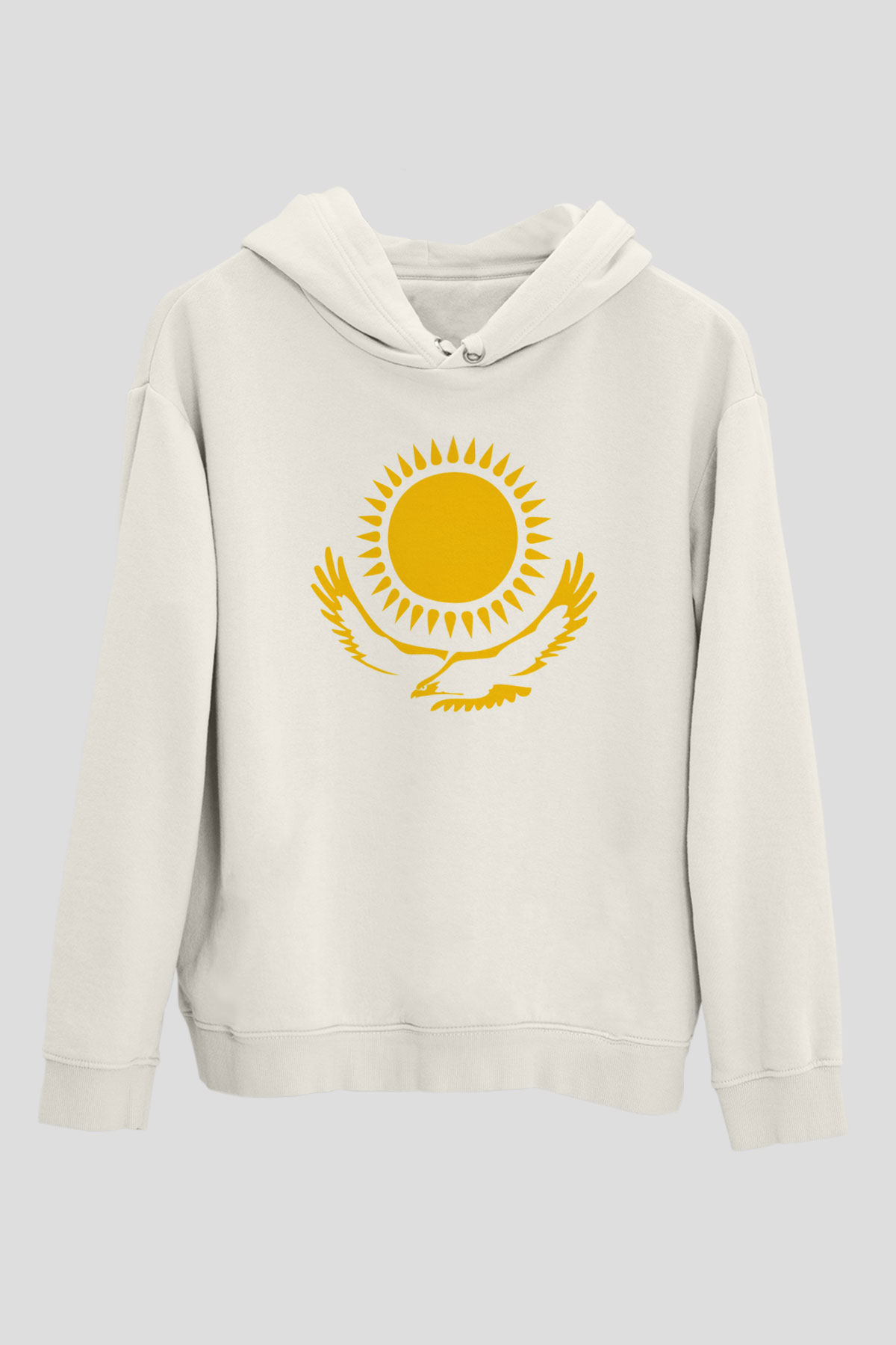 Kazakistan Beyaz Unisex Kapşonlu Sweatshirt