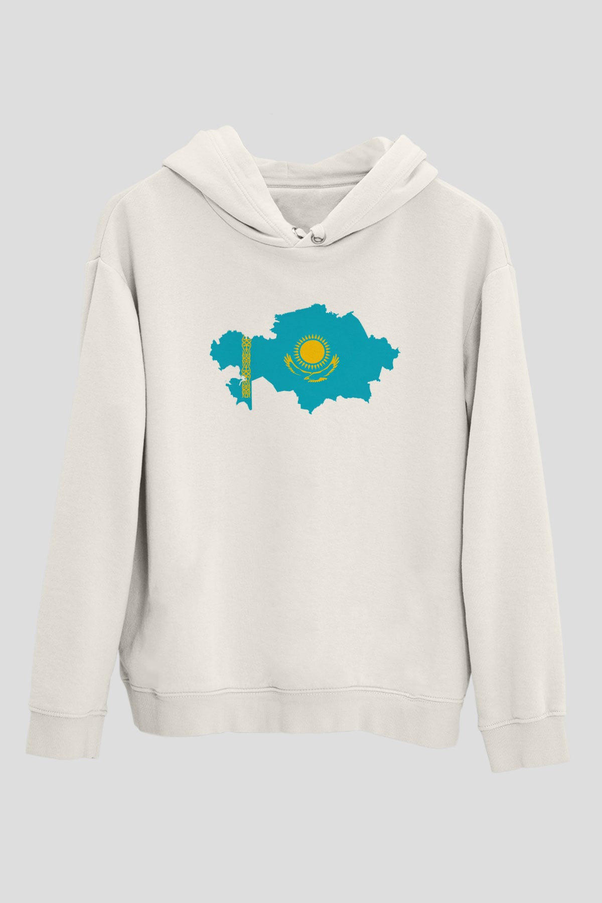 Kazakistan Beyaz Unisex Kapşonlu Sweatshirt