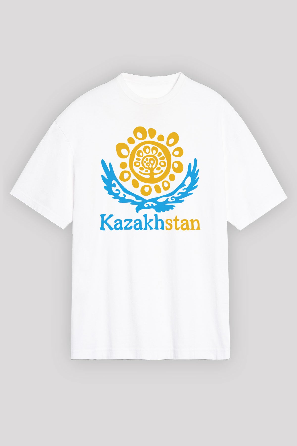 Kazakistan Beyaz Unisex Oversize Tişört T-Shirt