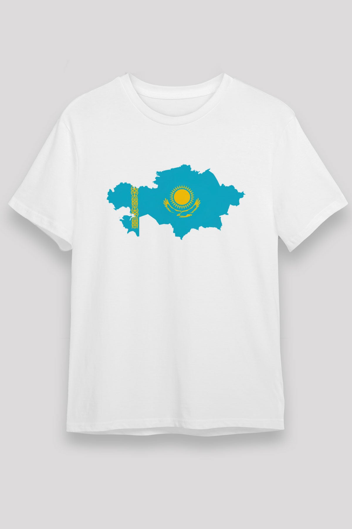 Kazakistan Beyaz Unisex Tişört T-Shirt - TişörtFabrikası