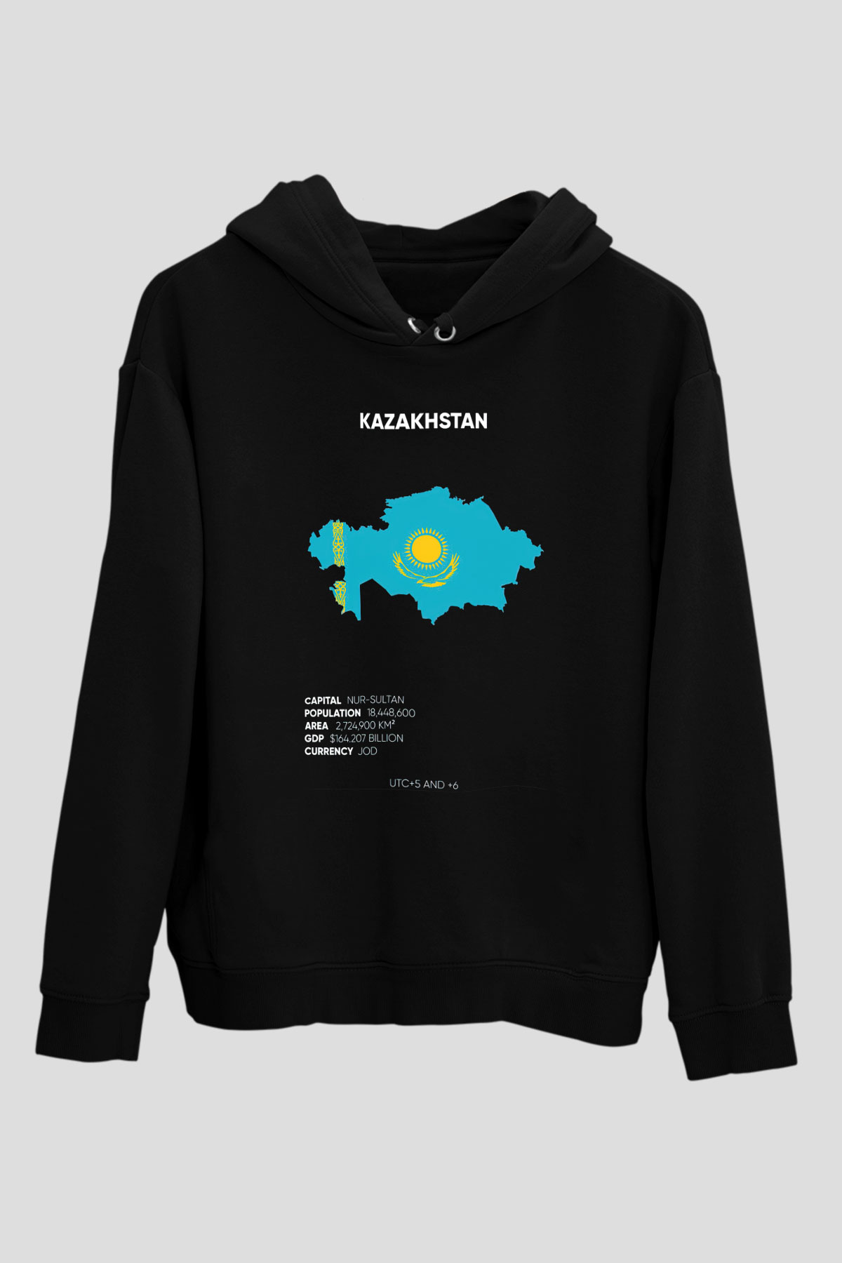 Kazakistan Siyah Unisex Hoodie