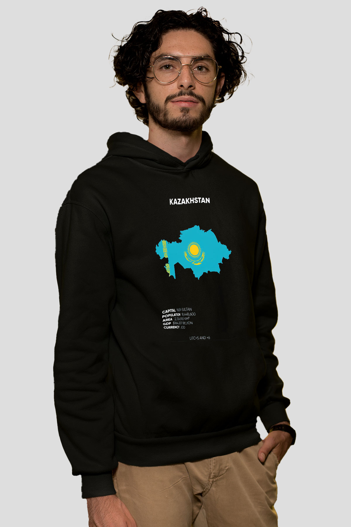 Kazakistan Siyah Unisex Hoodie