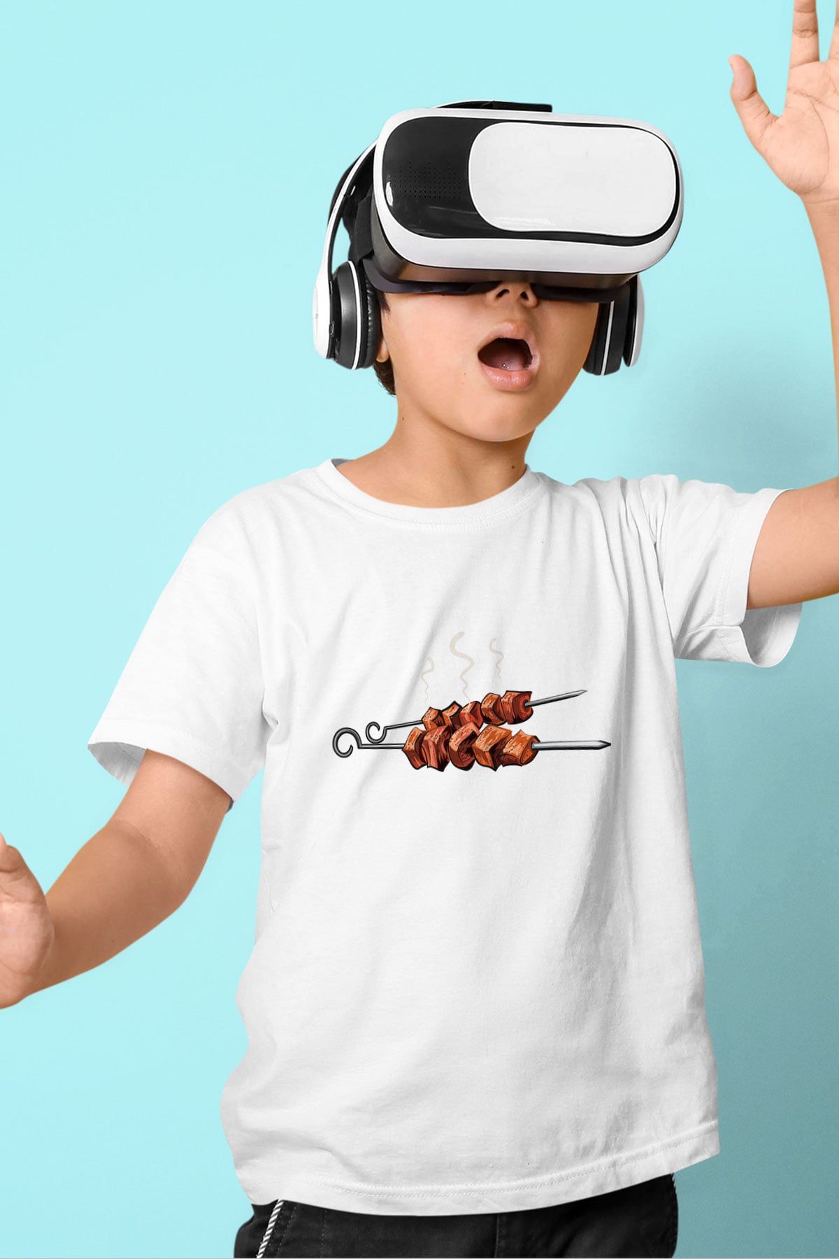 Kebapçı Baskılı Beyaz Unisex Çocuk Tişört